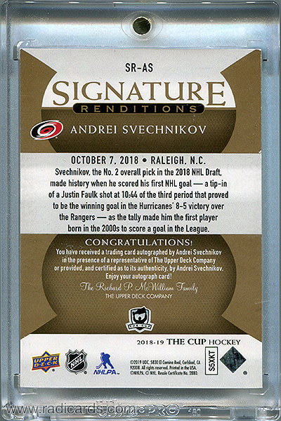 Andrei Svechnikov 2018-19 The Cup Signature Renditions #SR-AS