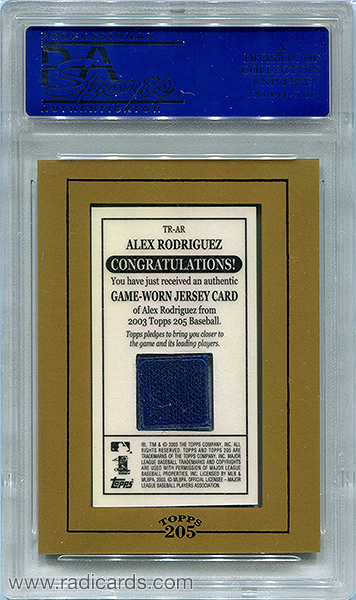 Alex Rodriguez 2003 Topps 205 Relics #TR-AR1 PSA 9