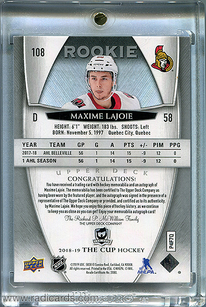 Maxime Lajoie 2018-19 The Cup #108 /249