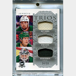 Matt Dumba/Ryan Suter/Devan Dubnyk 2018-19 The Cup Trios Jerseys #C3-MW2 /33