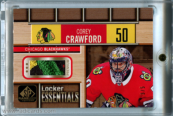 Corey Crawford 2018-19 SP Game Used Locker Essentials #LE-CC Premium Materials /5